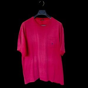 Vintage 90's Polo Ralph Lauren Red Pocket T-Shirt Large‎ Made in USA Cotton Tee